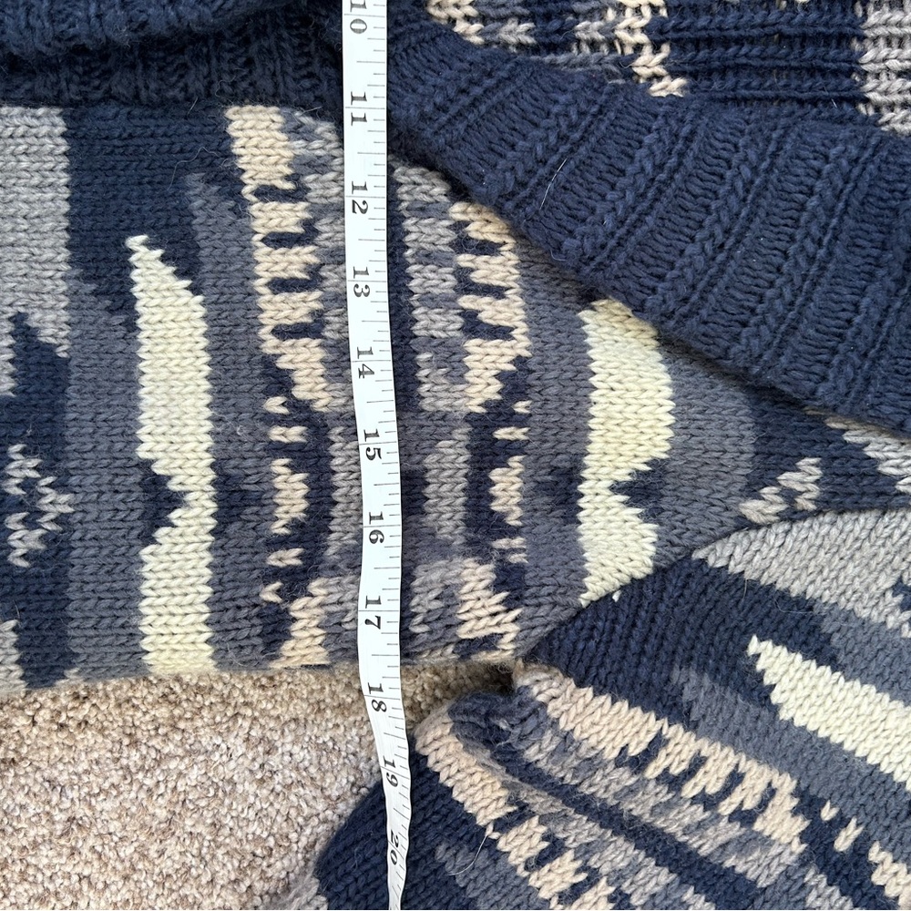 Stetson Indigo Aztec Belted Cardigan. Wool blend. Shawl collar. Tribal. Western - Picture 10 of 15